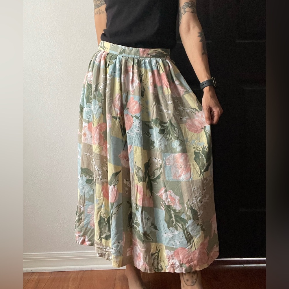 Vintage Fundamental Things floral patchwork style midi skirt